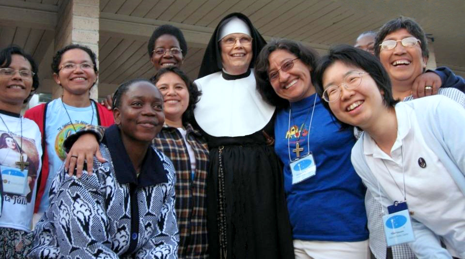 This favorite photo of Sr. Pat's shows her with new members of the Sisters of Notre Dame.