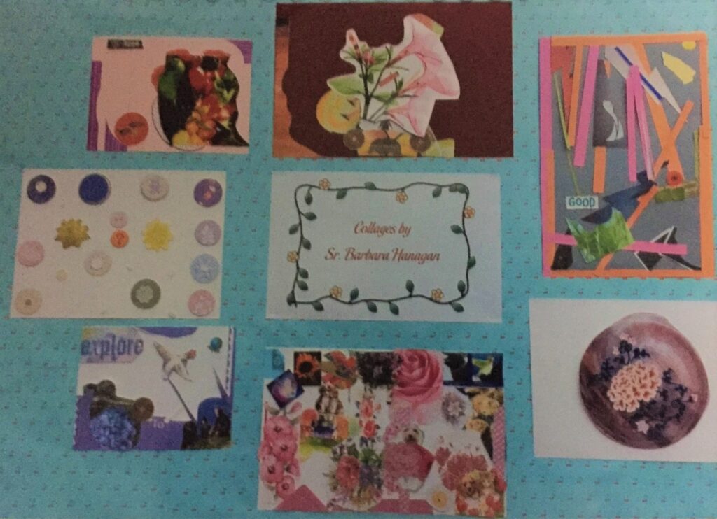 A selection of collages created by Sister Barbara Hanagan.