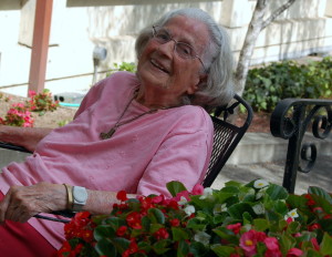 Sr. Catherine Pelletier in garden