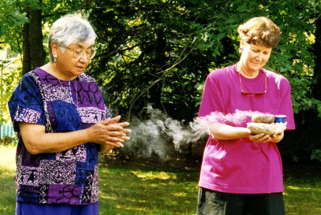 Sisters Natalia Carrasco and Maureen Hilliard at a retreat in Carmel, Calif.