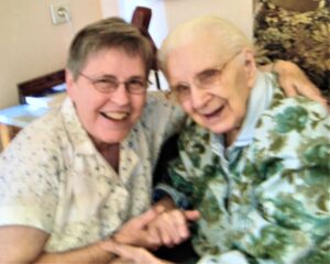 Sr. Karen Pozniak with her prayer partner in Namur, Belgium