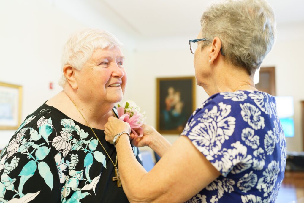 Sister Patty Butler and Sister Roberta Rzeznik, at Sister Patty's 60th Jubilee Celebration at Emmanuel College in Boston, Mass.