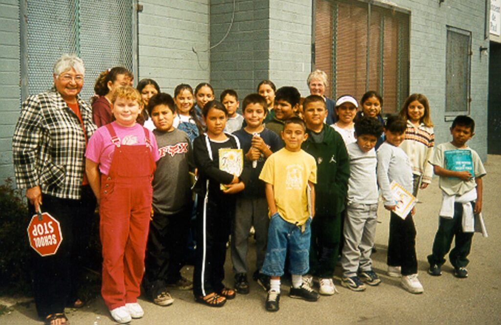 Sister Natalia Carrasco, SNDdeN, with students.