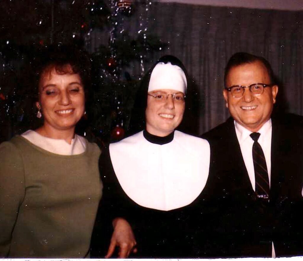 Sister Phil D'Anna with her parents in 1968.