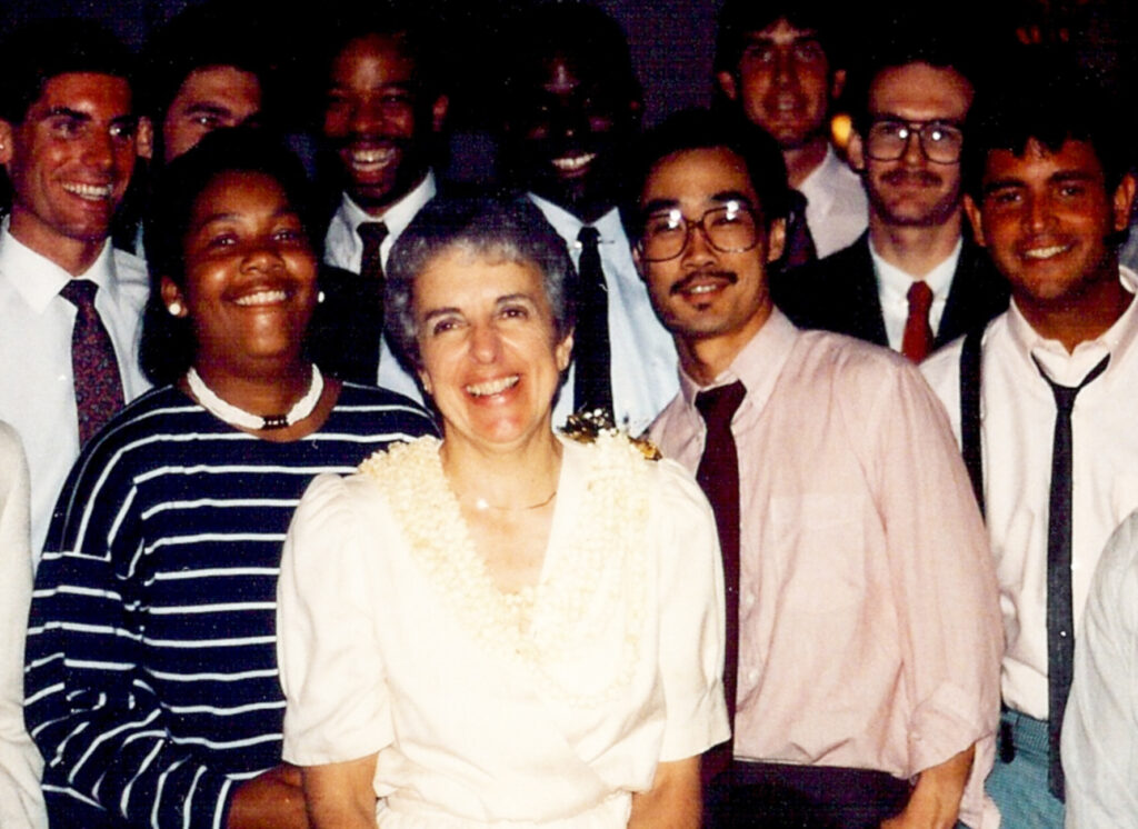 Sister Mary Laxague, SNDdeN, with students.