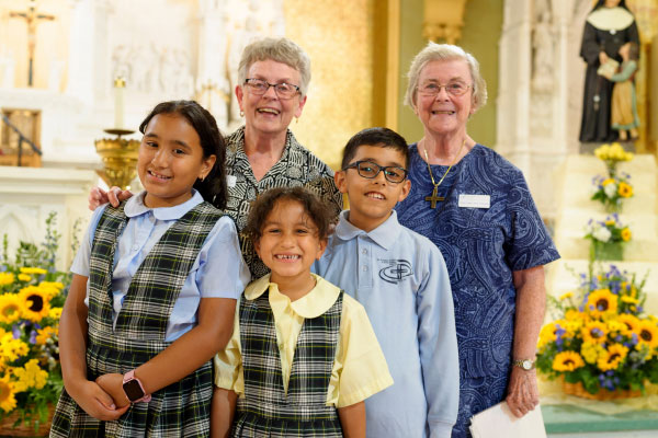 Sisters with students from St. Patrick Lowell