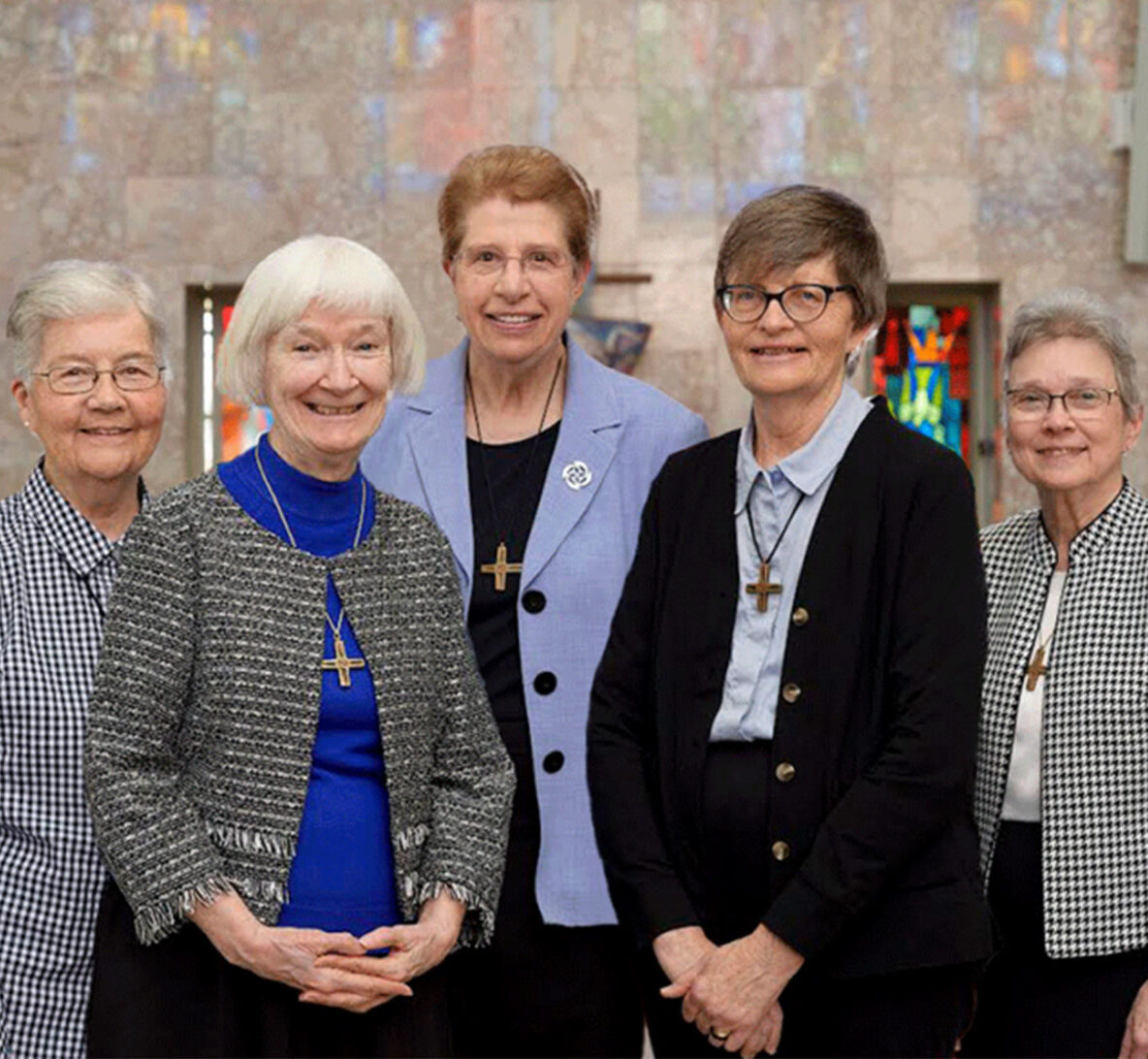 Members of the U.S. East-West Province Leadership Team pictured left to right are: Ginny Scally, SNDdeN, Maria Delaney, SNDdeN, Patricia O'Brien, SNDdeN, Kathryn Keenan, SNDdeN, Roberta Rzeznik, SNDdeN