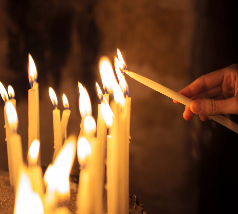 prayer candle lighting