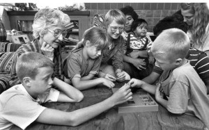 Sr. Susan [center] at the shelter.