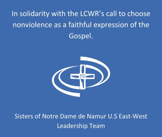 In solidarity with the LCWR’s call to choose nonviolence as a faithful expression of the Gospel.