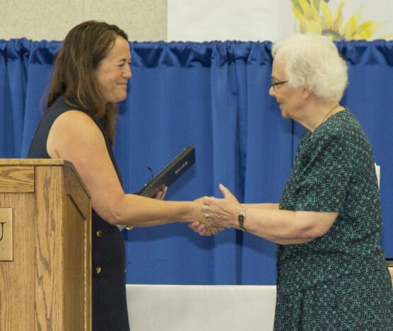 Belmont Mayor Julia Mates proclamation for SNDdeN celebrating arrival to Belmont 100 years ago to Sr Jean Stoner. Dorothy Meyer Photography 0716 copy