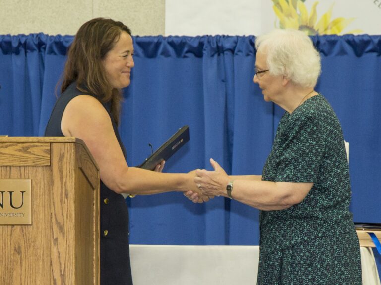 Belmont Mayor Julia Mates proclamation for SNDdeN celebrating arrival to Belmont 100 years ago to Sr Jean Stoner. Dorothy Meyer Photography 0716 copy
