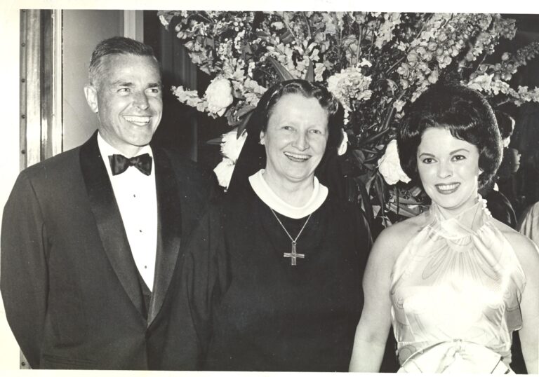 CJ Cunningham with alumna Charles A. Black, Sister CJ Cunningham, SNDdeN and Shirley Temple Black.