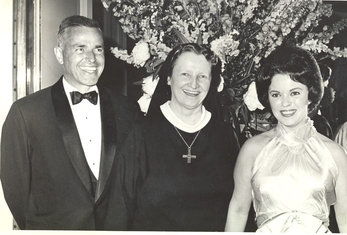 Charles A. Black, Sister CJ Cunningham, SNDdeN and Shirley Temple Black.