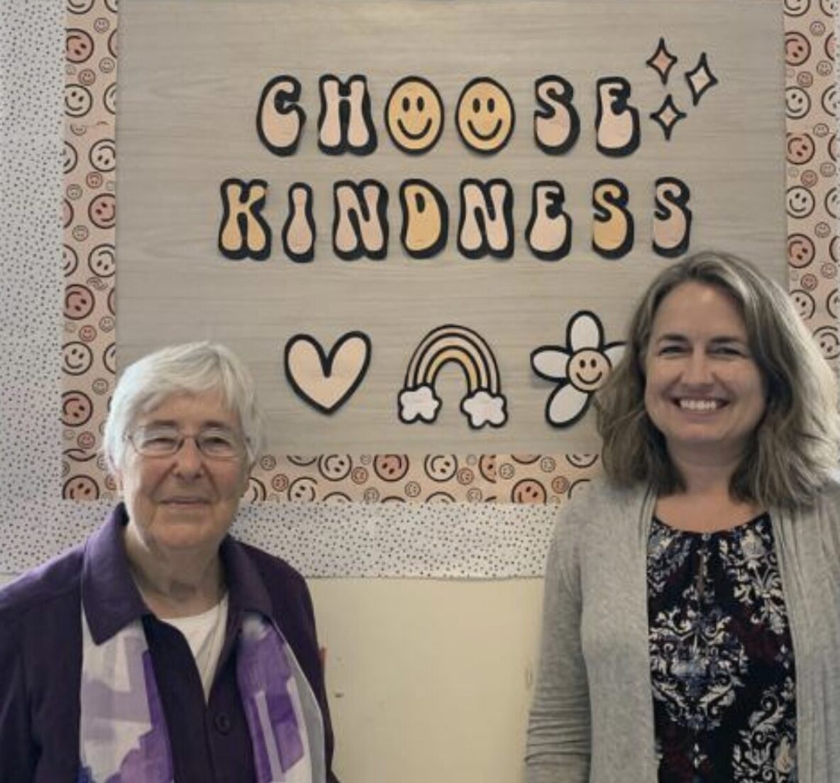 Sister Louise Kearns, SNDdeN, one of the founders of Julie's Family Learning Program in South Boston, with Michelle Persson Reilly, executive director. Their program will celebrate 50 years on Apr. 4, 2024. Photo courtesy/Sisters of Notre Dame de Namur