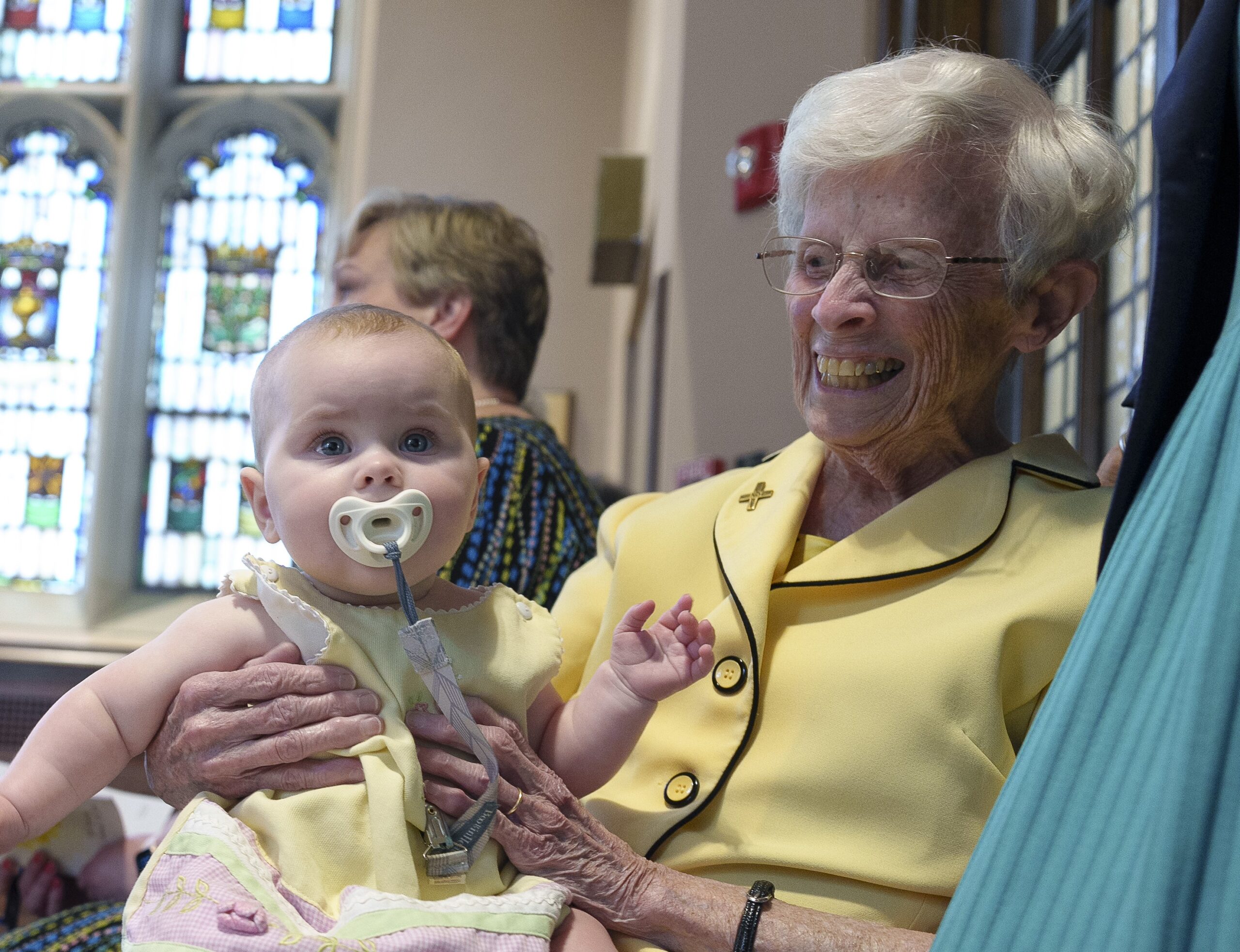 Jubilee 2024 Sister Jane McAndrews and Baby cropped