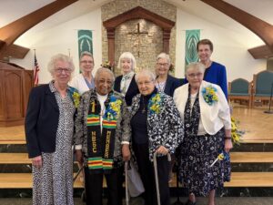 2026 Jubilarians Maureen O’Brien, Josita Colbert, Maureen Toomey, and Claire Pierz, back Sisters of Notre Dame de Namur Roberta Rzeznik, Maria Delaney, Ginny Scally and Patricia O’Brien Windsor Jubilee